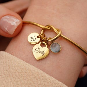 Pulsera de nudo dorado, regalo de cumpleaños para 13, 16, 18, 21 y 30 años, con piedra de nacimiento personalizada.