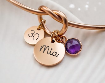 30th Birthday Gift For Her, 10th 13th 16th 18th 21st 25th Birthday Gifts, Flower Girl Knot Bracelet, Bridesmaid Gifts, Milestone Jewellery