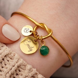 Personalised Birthday Gifts, 16th 18th 21st 25th 30th Gift For Her, Custom Name Bracelet, Birthstone Jewellery, Gift for Daughter Sister