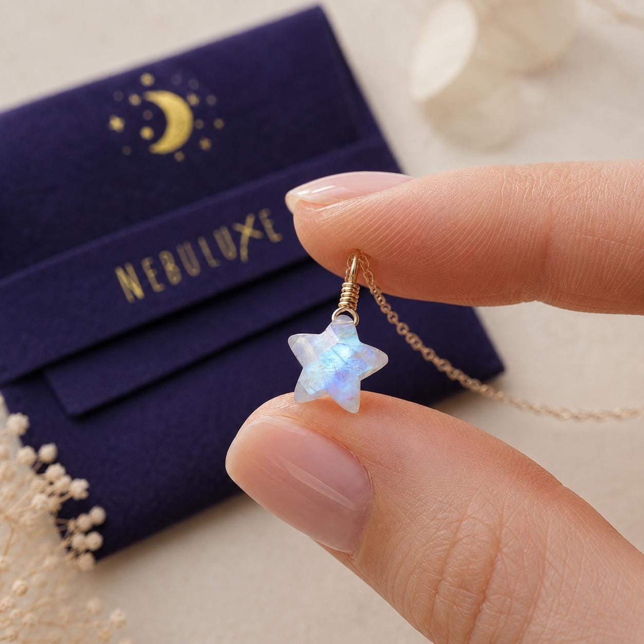 Moonstone Star Necklace • June Birthstone • Star Necklace