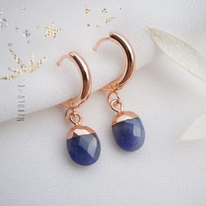 Saffieroorbellen, geboortesteen september, blauwe saffier hanger ketting, 45e huwelijksverjaardag sieraden cadeau