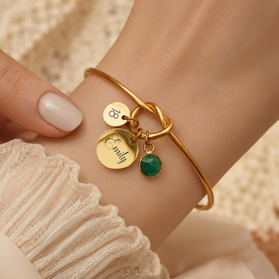 Personalised Birthday Gifts, 16th 18th 21st 25th 30th Gift For Her, Custom Name Bracelet, Birthstone Jewellery, Gift for Daughter Sister