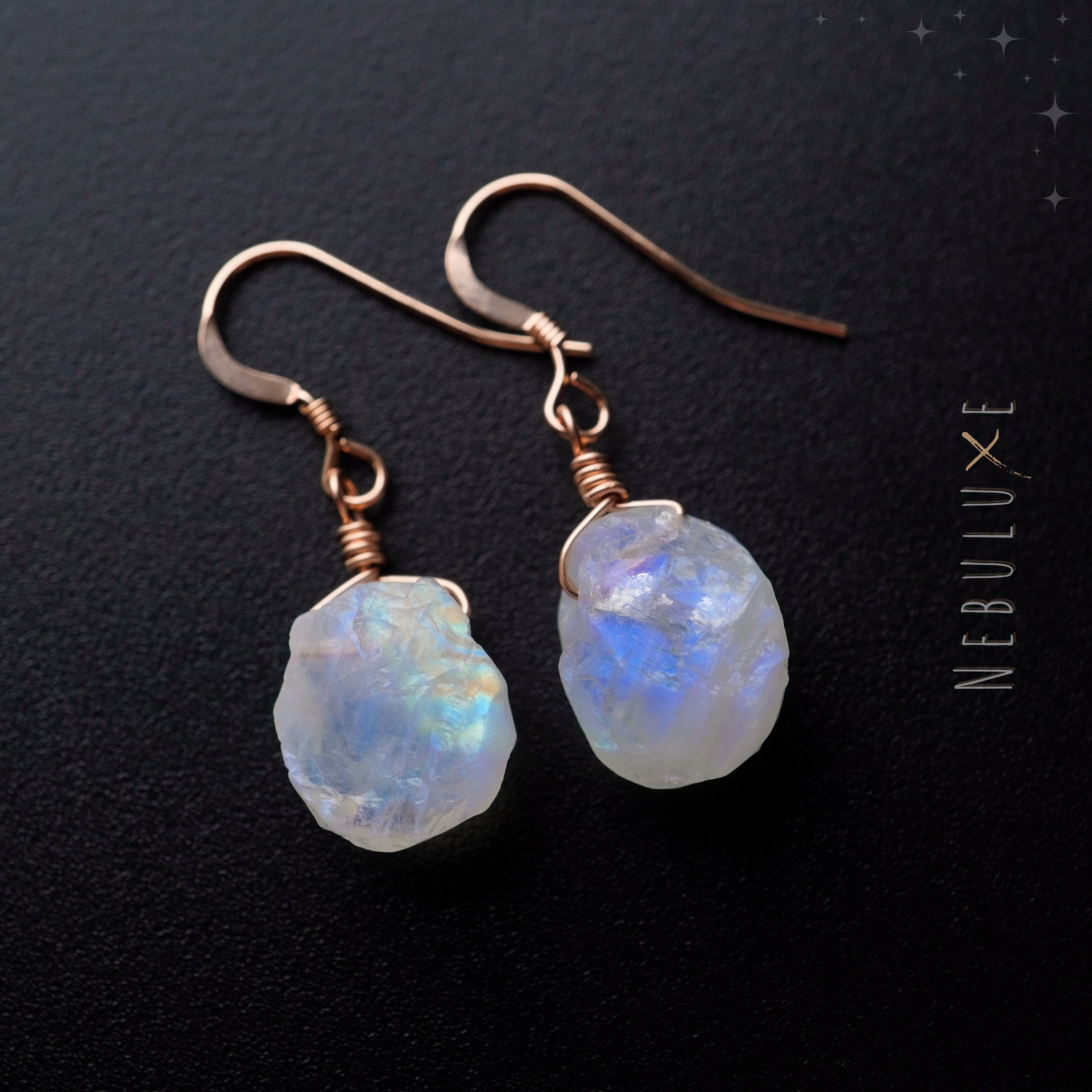 Raw Moonstone Earrings June Birthstone Raw Crystal Earrings Rainbow Moonstone Jewelry 3rd Anniversary Jewelry Cancer Earrings Etsy