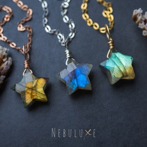 Labradorite Star Necklace • Crystal Star Necklace • Scorpio & Sagittarius Zodiac Necklace • Labradorite Jewelry • Celestial Jewelry