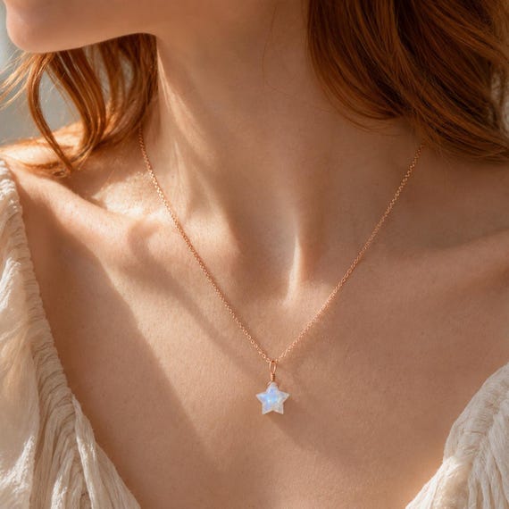Moonstone Star Necklace • June Birthstone • Star Necklace