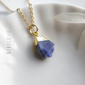 Raw Sapphire Necklace, September Birthstone, Raw Crystal Necklace, Blue Sapphire Earrings, September Birthday Gift, Birthstone Necklace