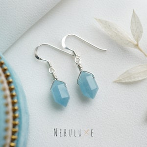 Aquamarine Earrings, March Birthstone, Birthstone Earrings, Aquamarine Hoop Earrings, Blue Earrings, Handmade Crystal Earrings