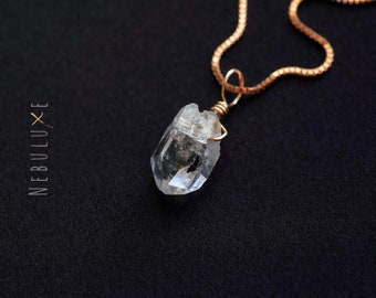 Herkimer Diamond Necklace • Raw Crystal Necklace • April Birthstone Necklace • Aries Necklace • Diamond Necklace • 60th Anniversary Gift