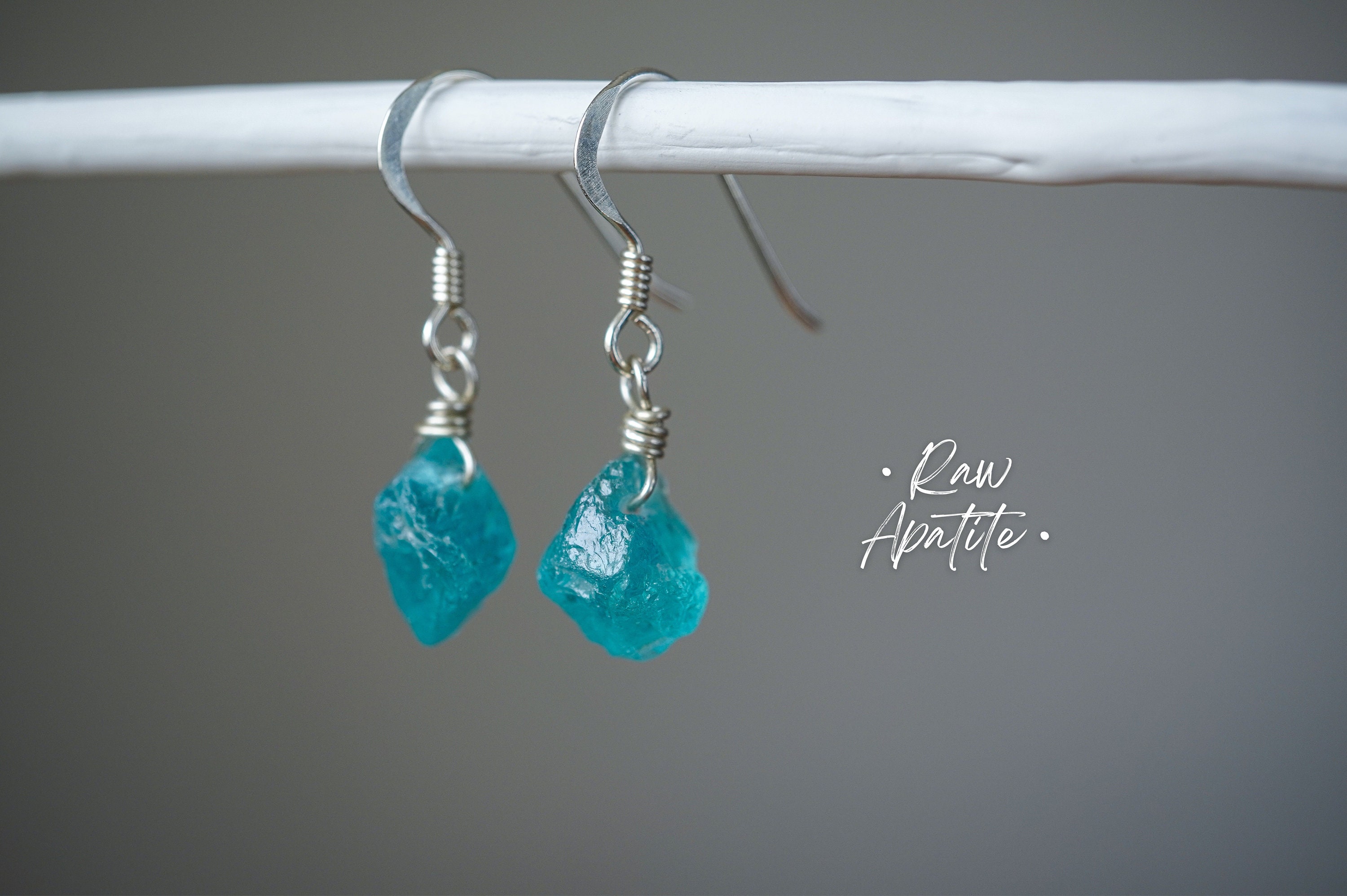 Rough Blue Apatite Earrings Crystal Earrings Crystal Jewelry Blue Apatite Raw Crystal Stud Earrings Jewelry