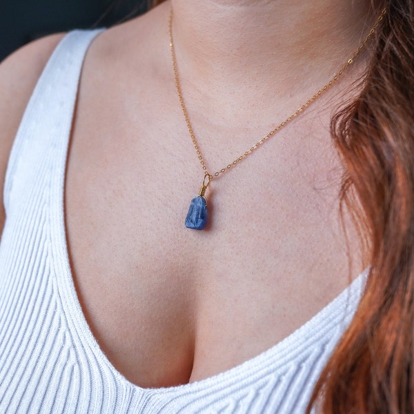 Kyanite Pendant • Raw Crystal Necklace • Taurus Necklace • Blue Kyanite Jewelry • Birthstone Jewelry • Raw Zodiac Necklace