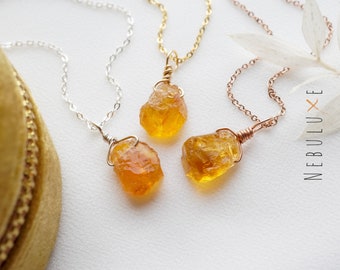 Raw Citrine Necklace • November Birthstone Necklace • Raw Crystal Necklace • Citrine Jewelry • Raw Zodiac Necklace • Scorpio Necklace