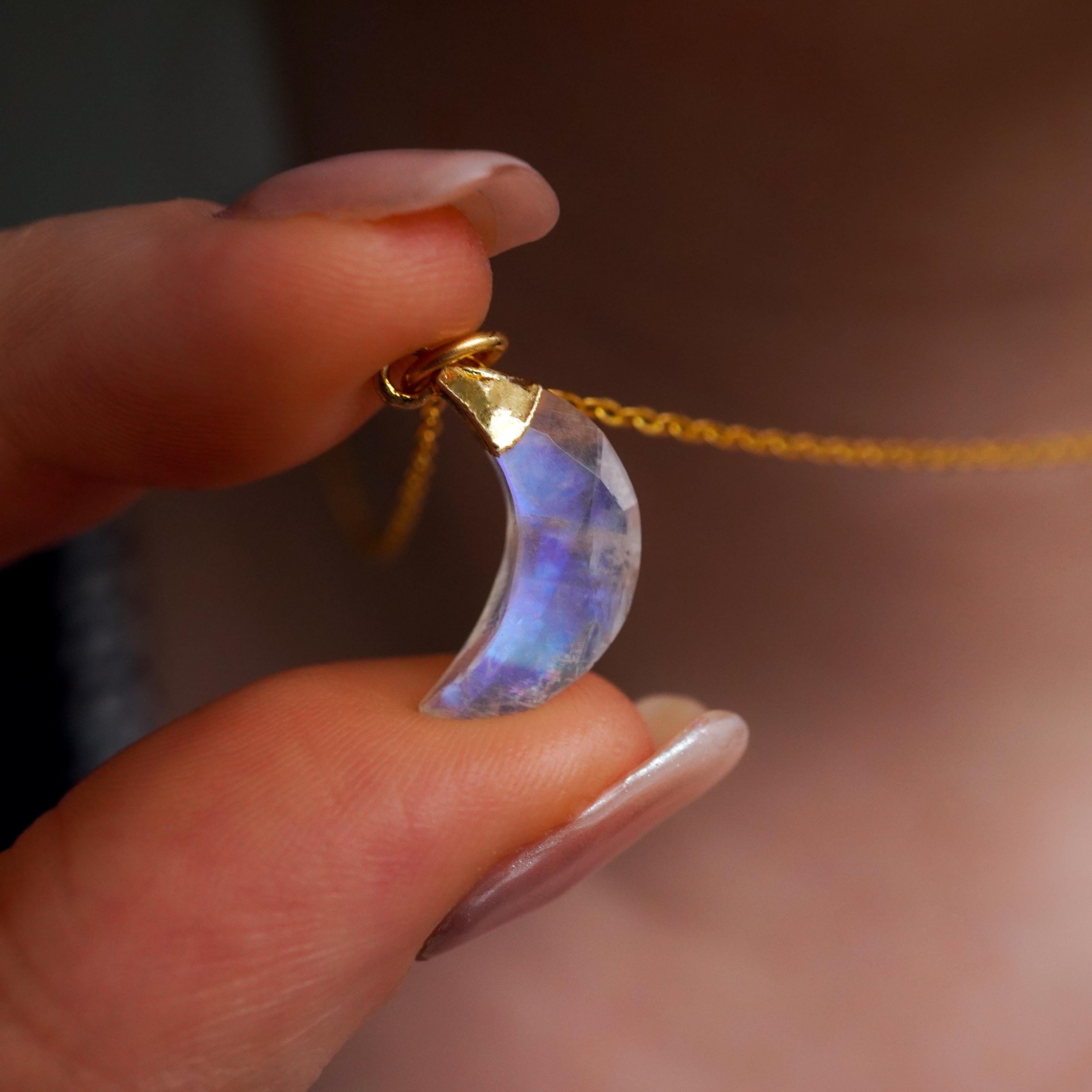 Moonstone Moon Necklace, June Birthstone, Gift for Mum, Birthstone