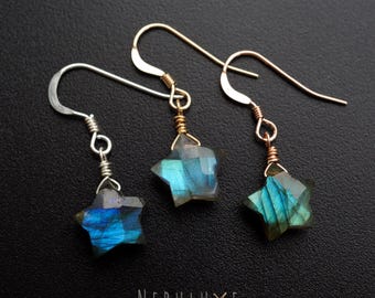 Labradorite Star Earrings, Unique Wedding Earrings, Star Earrings, Celestial Earrings, Crystal Handmade Earrings, Labradorite Jewellery