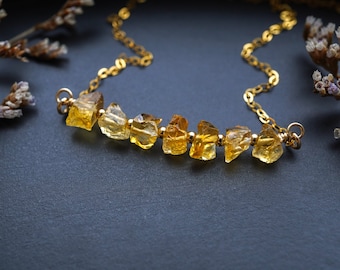 Citrine Bar Necklace • November Birthstone • Scorpio Necklace • Raw Crystal Necklace • Citrine Pendant • 13th Anniversary Gift