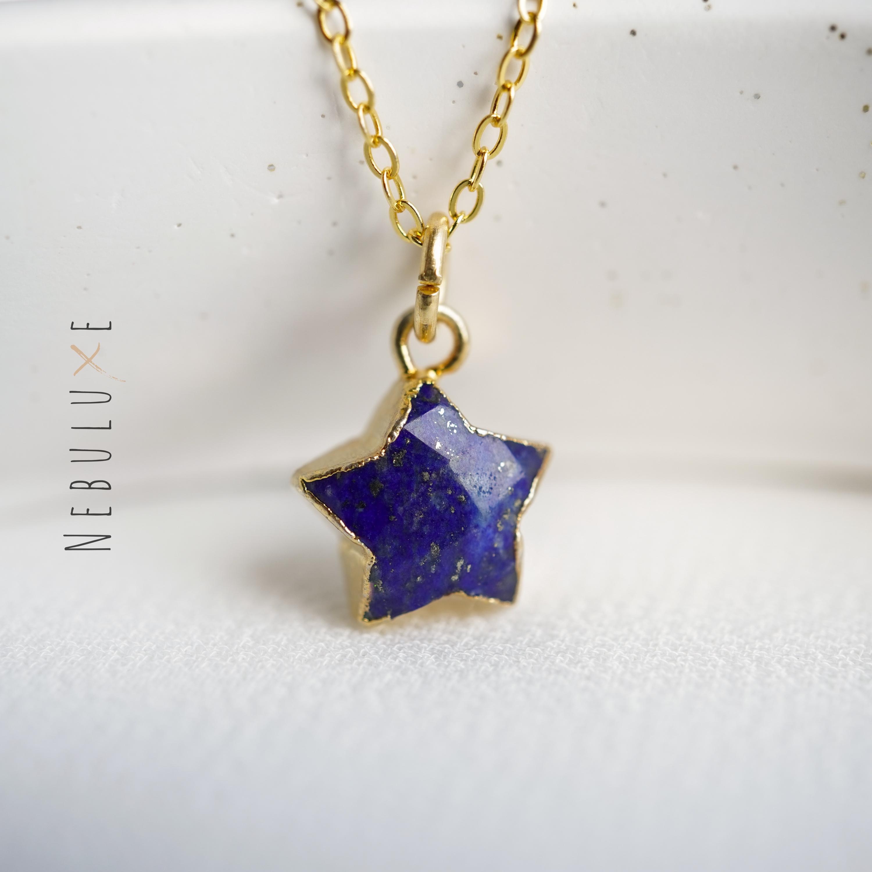 ラピスラズリの星のネックレス、小さなクリスタルペンダント