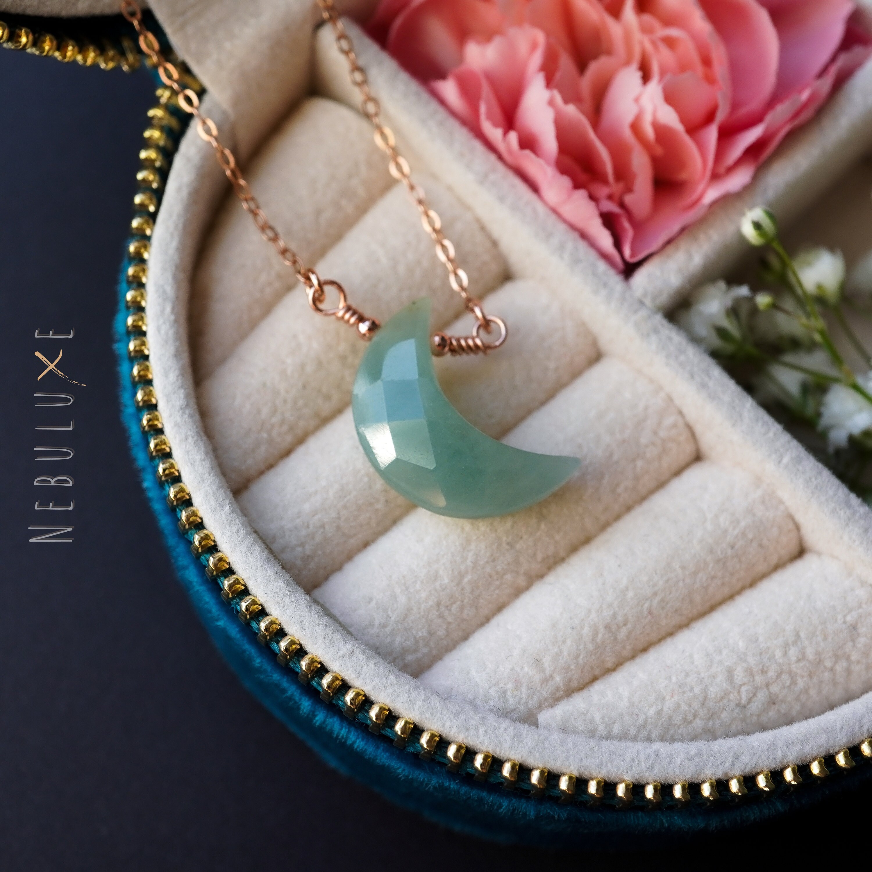 Aquamarine moon necklace deals