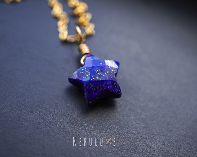 Lapis Lazuli Stern Halskette • September Geburtsstein • Waage Halskette • Lapis Lazuli Anhänger • Himmlische Kristall Halskette