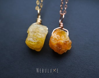 Yellow Aquamarine Necklace • March Birthstone Necklace • Raw Crystal Necklace • Pisces Zodiac Gift • Aquamarine Pendant