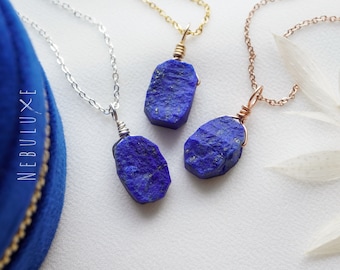 Raw Lapis Lazuli Necklace • September Bithstone Jewelry • Lapis Lazuli Pendant • Raw Crystal Necklace • Libra Zodiac Necklace