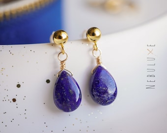 Lapis Lazuli Earrings, Crystal Earrings, Lapis Lazuli Jewelry, September Birthstone, Handmade Earrings, Blue Earrings, Teardrop Earrings
