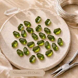 Peridot-Ohrringe zum Durchziehen, Geburtsstein-Schmuck für August, lange Kettenohrringe aus Silber und Gold Bild 8