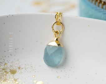 Genuine Aquamarine Necklace, March Birthstone, Aquamarine Necklace, Mother's Day Jewellery Gift, March Birthday Gift