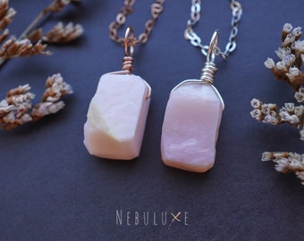 Pink Opal Necklace • October Bithstone • Opal Jewelry • Raw Crystal Necklace • Libra Zodiac Necklace • Opal Pendant