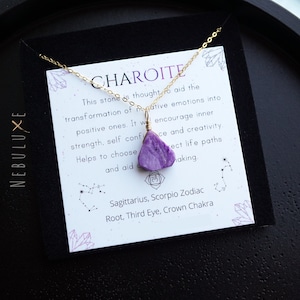 Charoite Necklace • Birthstone Neckalace • Crystal Necklace • Scorpio and Sagittarius Zodiac Necklace • Charoite Jewelry