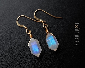 Moonstone Drop Earrings, June Birthstone, Moonstone Hoop Earrings, Birthstone Earrings, Moonstone Jewellery, 3rd Anniversary Jewelry Gift