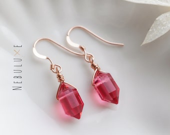 Orecchini di tormalina rosa, gioielli in pietra portafortuna di