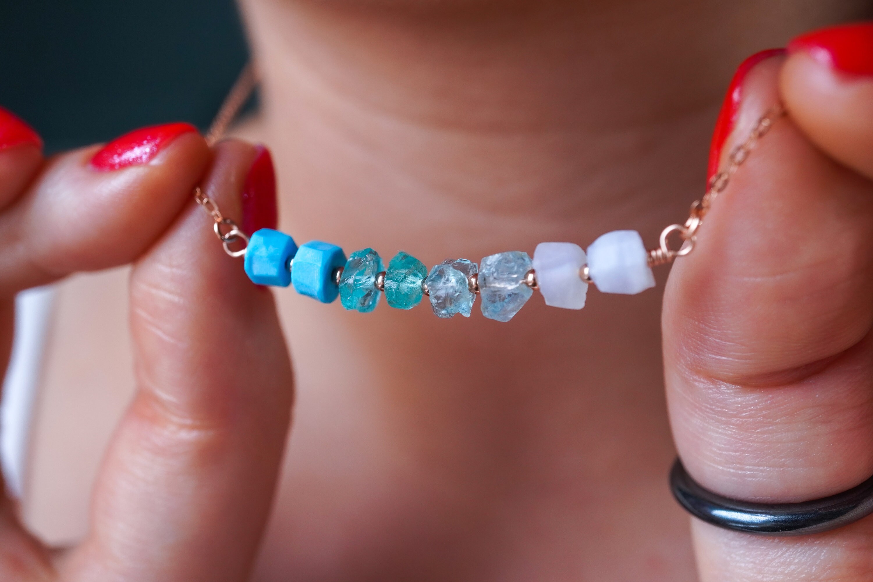 Throat Chakra Necklace 7 Chakra Jewelry Blue Lace Agate