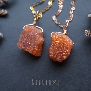 Raw Sunstone Necklace • Raw Crystal Necklace • Leo Necklace • Oregon Sunstone necklace • Sunstone Jewelry • Birthstone Necklace