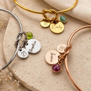 Personalised Birthday Gifts, 16th 18th 21st 25th 30th Gift For Her, Custom Name Bracelet, Birthstone Jewellery, Gift for Daughter Sister image 2