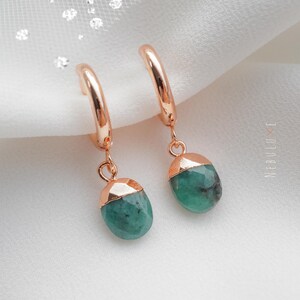 Emerald Hoop Earrings, May Birthstone Earrings, Emerald Necklace, Mom Birthday Gift, May Birthday Gift, Anniversary Gifts