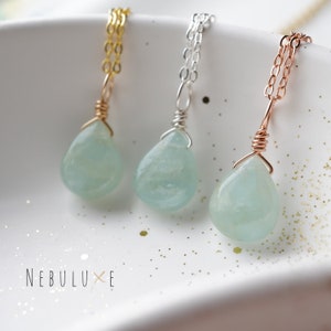 Aquamarine Necklace, March Birthstone, Aquamarine Jewelry, Aquamarine Pendant, Birthstone Necklace, Mother&#39;s Day Gift, Natural Aquamarine