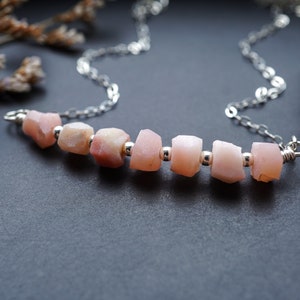 Pink Opal Necklace • October Birthstone • Libra Zodiac Necklace • Raw Crystal Necklace • Opal Pendant • 14th Anniversary Gift