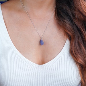 Raw Tanzanite Necklace • December Birthstone Necklace • Raw Crystal Jewellery • Raw Gemstone Jewelry • Tazanite Pendant