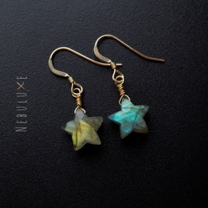 Labradorit Ohrringe • Skorpion Schütze Sternzeichen Ohrringe • Stern Ohrringe • Himmlische Ohrringe • Labradorit Schmuck • Stern Dange Ohrringe