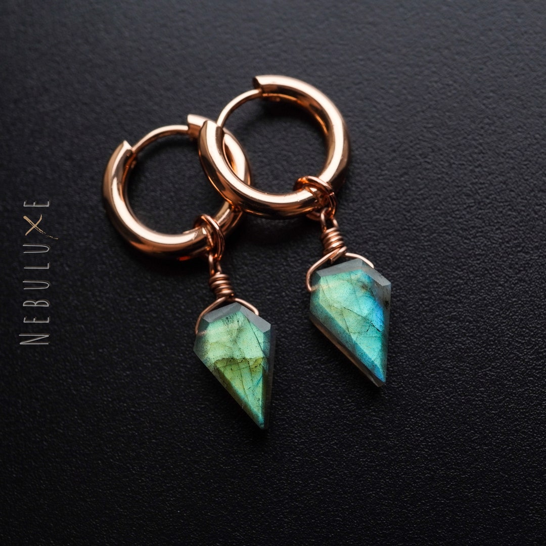 Labradorite Hoop Earrings, Crystal Hoop Earrings, Gold Silver Hoop Earrings, Labradorite Earrings, Huggie Earrings, Labradorite Jewellery - Etsy Japan