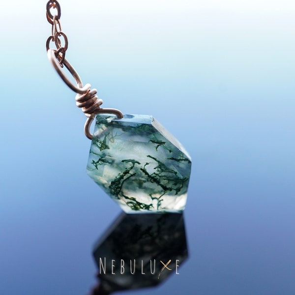 Moss Agate Necklace • Natural Crystal Necklace • Moss Agate Jewelry • Moss Agate Pendant • Virgo Zodiac Necklace
