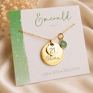 Cadeau de 21e anniversaire, 16e, 18e, 25e, 30e anniversaire, cadeau pour elle, cadeaux bijoux jalon, collier prénom personnalisé, cadeau fille personnalisé image 13
