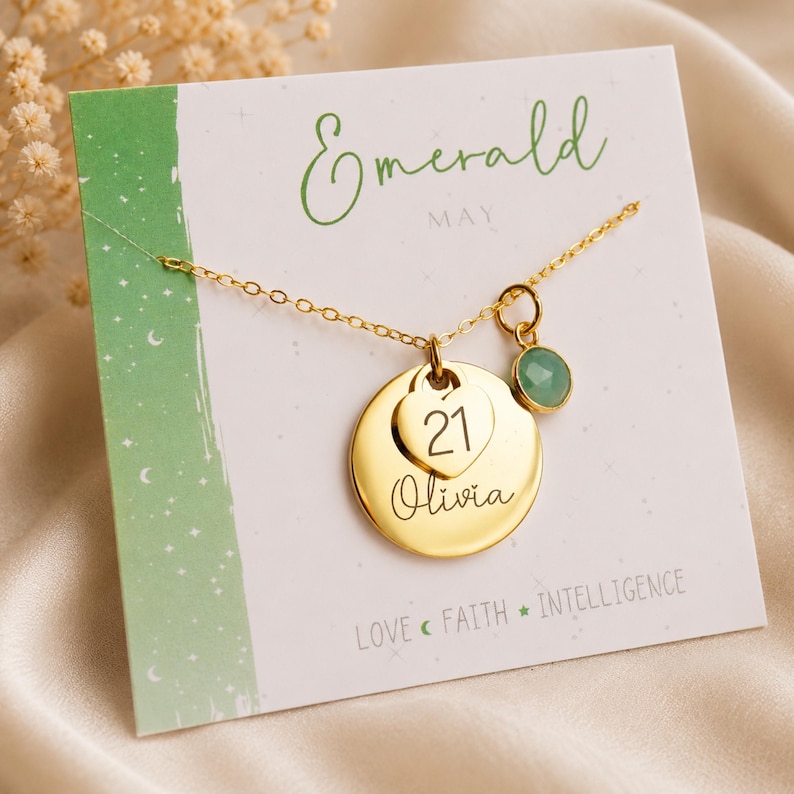 Cadeau de 21e anniversaire, 16e, 18e, 25e, 30e anniversaire, cadeau pour elle, cadeaux bijoux jalon, collier prénom personnalisé, cadeau fille personnalisé image 13