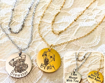 Pet Memorial Jewelry for Dog Loss Gift Pet Memorial Gift Personalized Pet Memorial Necklace Stainless Steel Engraved Necklace Gift For Her