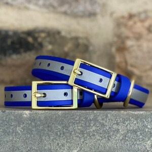 PawFurEver Collar de perro impermeable azul reflectante. Para perros pequeños, medianos y grandes. Uso diario y al aire libre