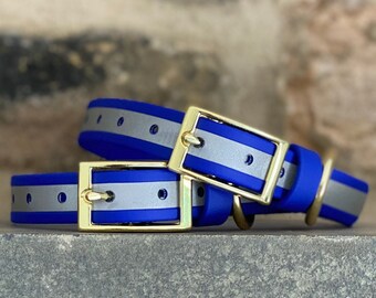 PawFurEver Reflective Blue Waterproof Dog Collar. For Small, Medium, and Large Dogs. Outdoor and Daily Use
