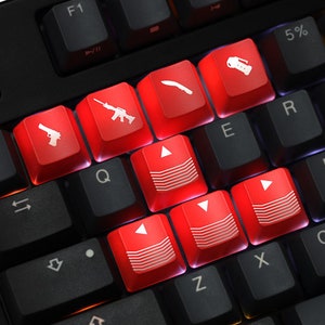 Backlit Shooting Game Weapons Keycaps Red Suited for CSGO, COD, CF