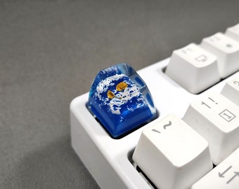 1Artisan Sea Wave Resin Keycap Blue Dark Blue Scenery For Mechanical Keyboard Cherry MX