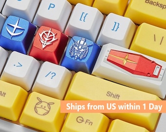 Gundam Anime Aluminum Artisan Keycaps for Mechanical Keyboard Cherry MX