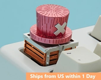Rotating Genuine One Piece 3D Keycap Chopper Aluminum Alloy Medal Mechanical Rotate Hat Light Transparent Backlit on Keyboard 1Pcs