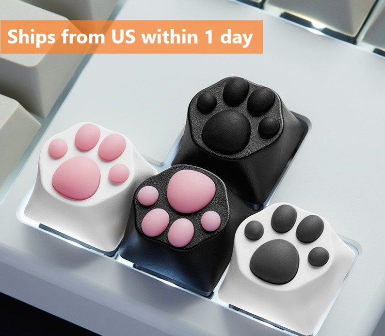 Kitten Paw Classic Multi-Color ABS & Silicon Artisan Keycap Mechanical Keyboard Pink White Black Cherry MX 